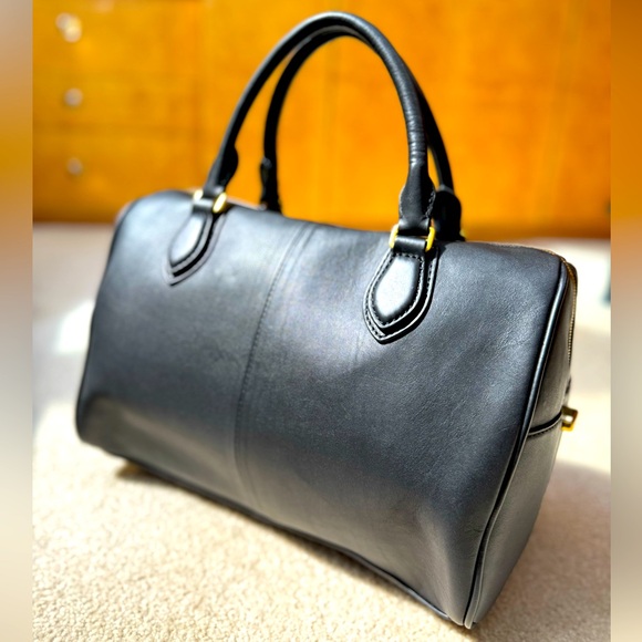 J. Crew Handbags - Vintage J. Crew Black Leather Top Handle Satchel Doctor Bag Purse New w/o tags!